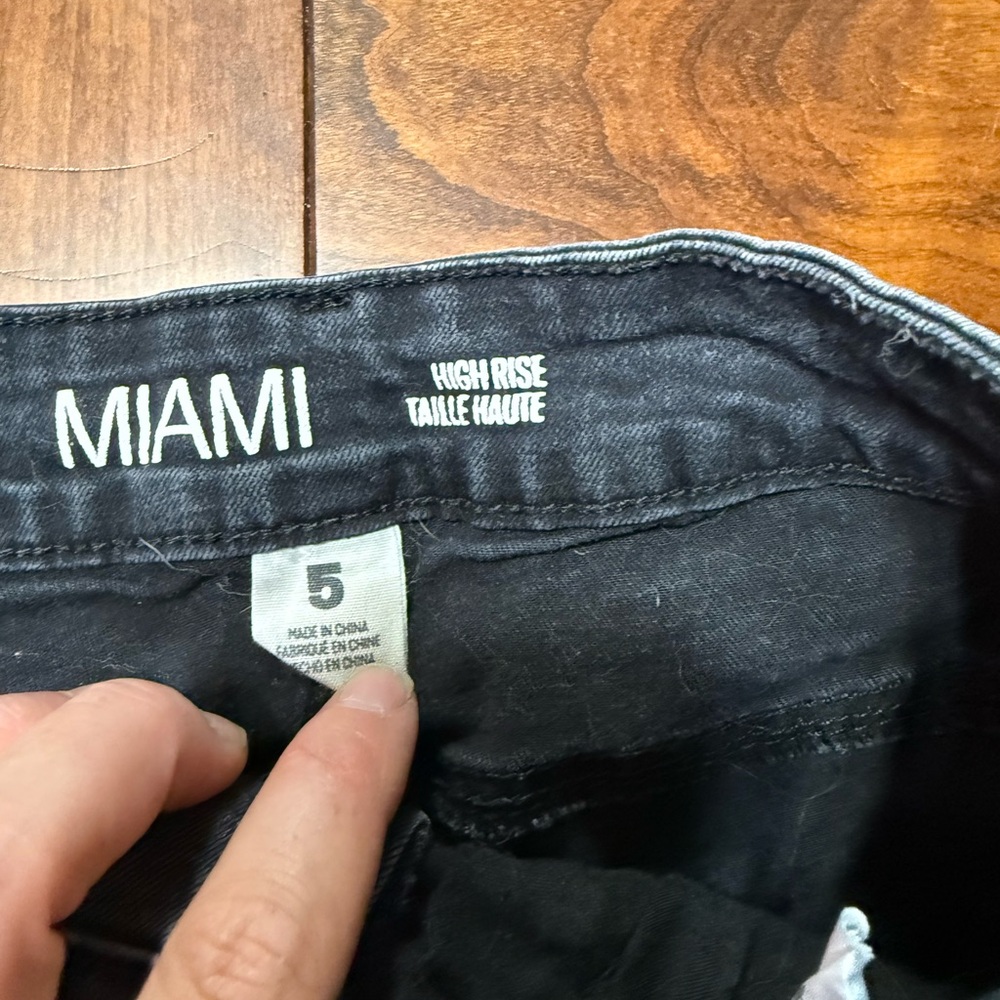 Miami Black Ripped Jean Shorts - Picture 2 of 4